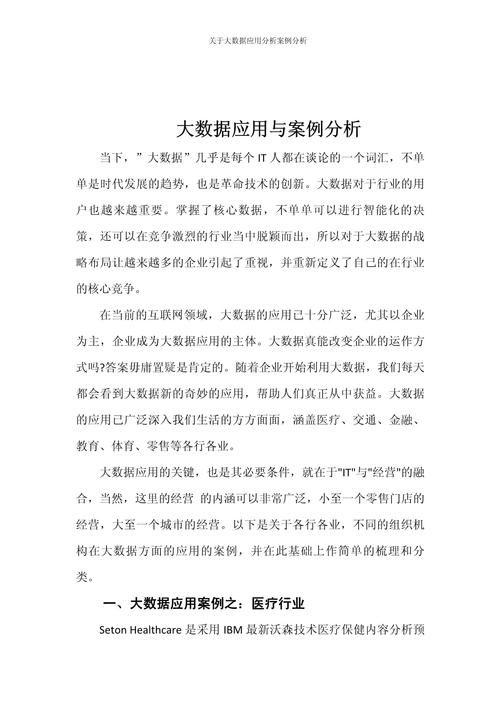 大数据分析在哪些案例研究中得到实际应用？