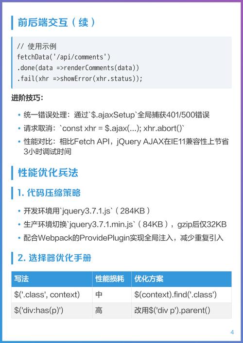 如何汇总jQuery性能优化方法，提升页面加载速度？