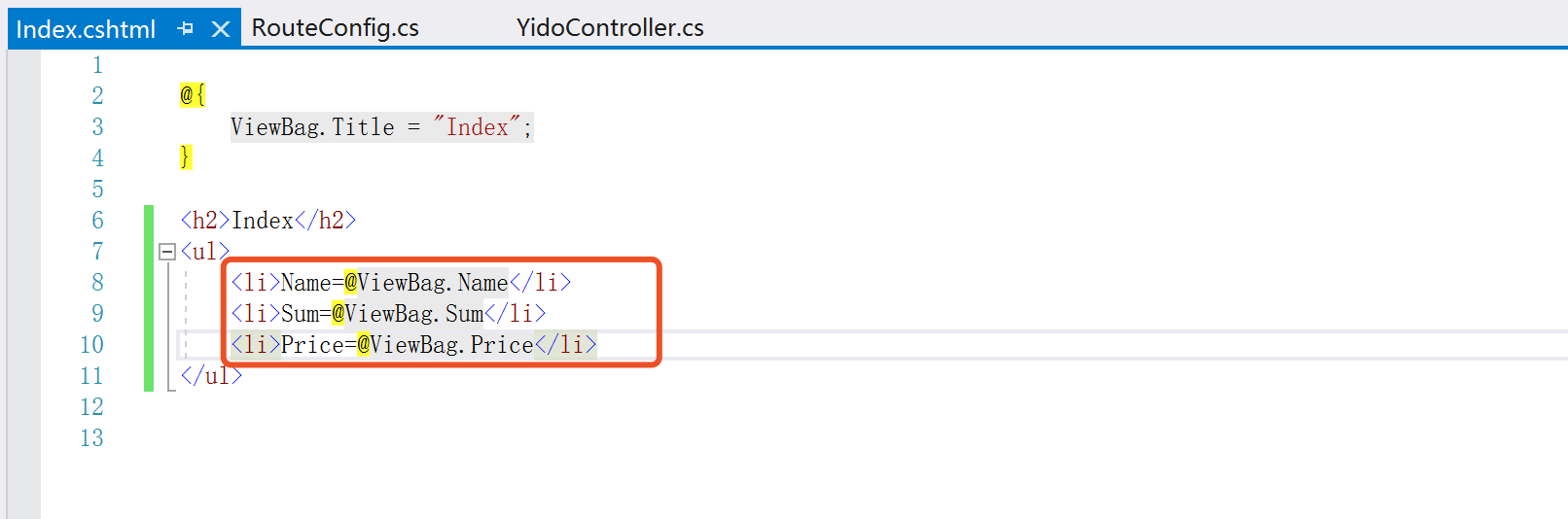 ASP.NET MVC中如何使用ViewBag进行数据分配？