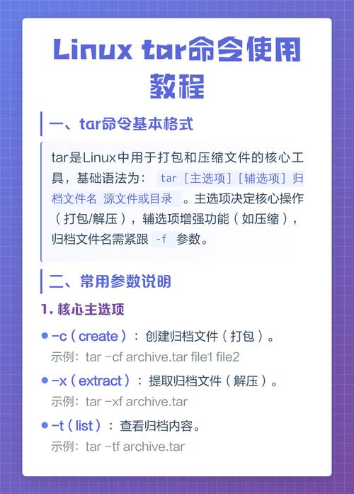 如何使用tar命令的参数列表进行文件打包？