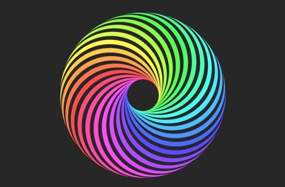 如何实现HTML canvas中的嵌套辐射状颜色环动画效果？