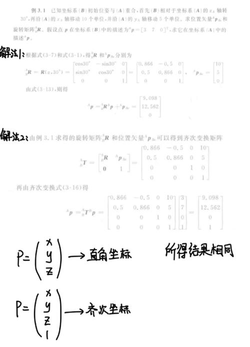《动手学机器人学》中7.3.1节如何理解齐次坐标变换的齐次变换矩阵？