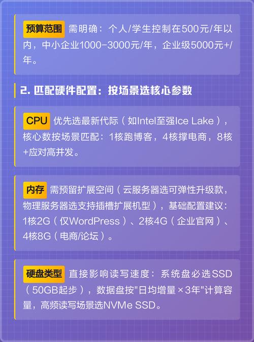 如何根据需求选择合适的云服务器配置及实例类型，并了解其使用场景？