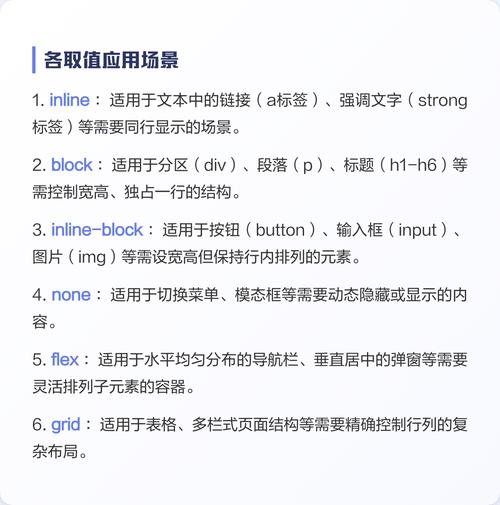 CSS中display属性有哪些具体值可用？